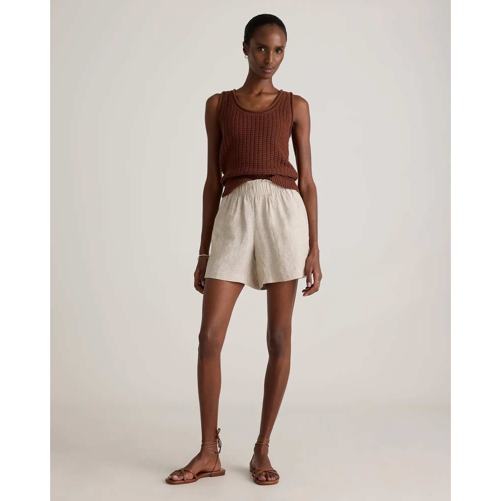 Quince European Linen High Waisted Shorts Flax Beige Small NWT